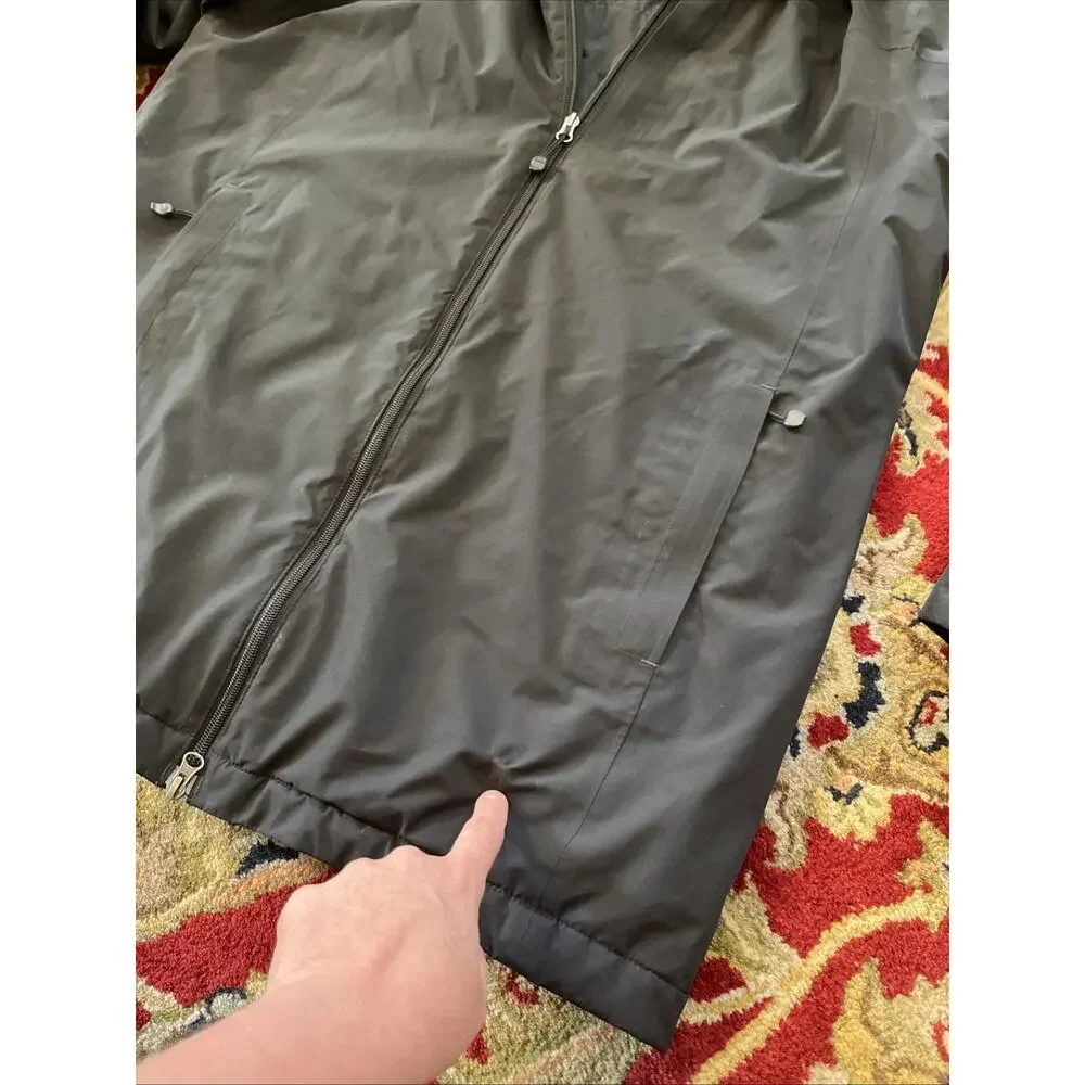 LL Bean Mens L Reg Storable Hood Parka Primaloft Full Zip Jacket Black